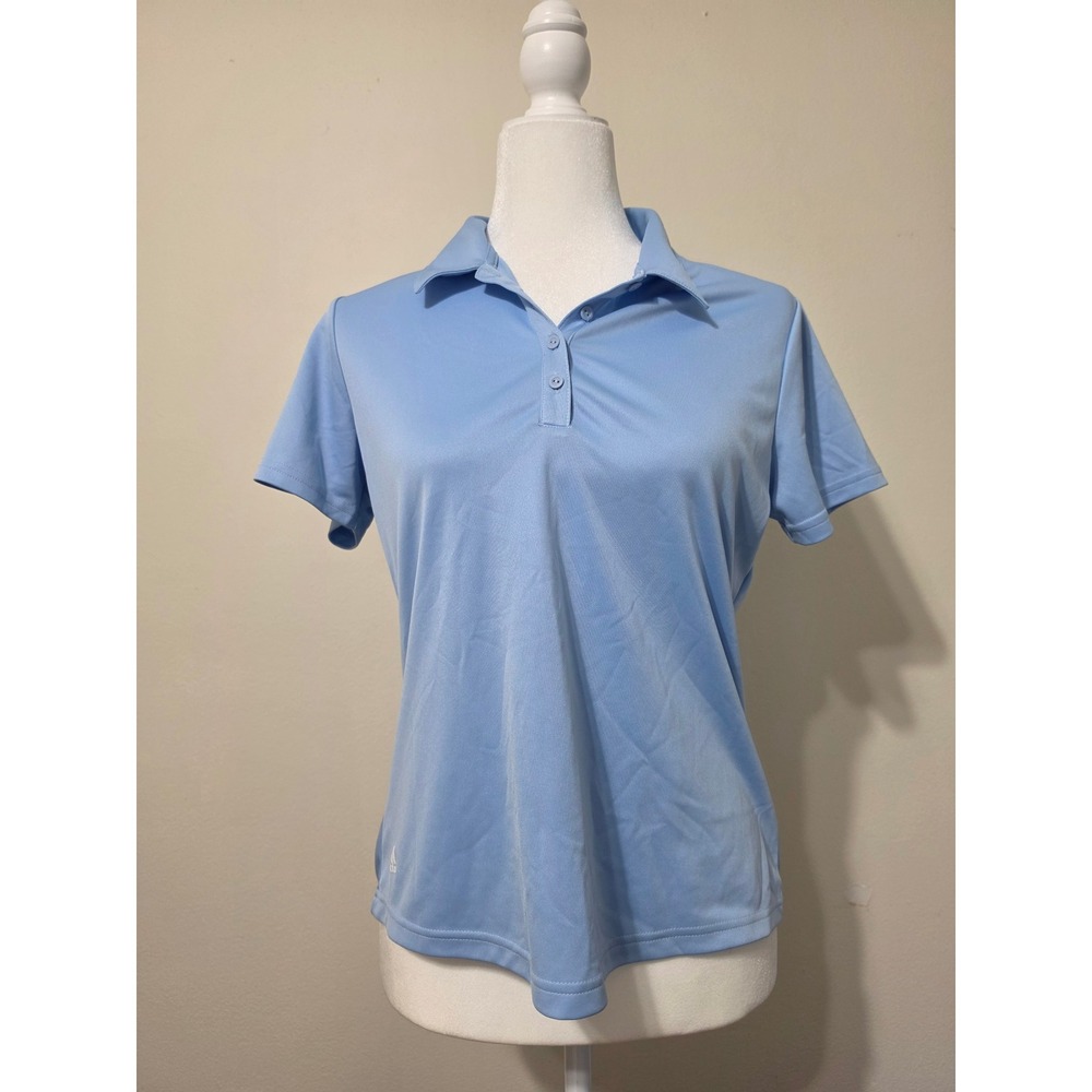 Adidas Primegreen Womens Polo Shirt Light Blue Short Sleeve Size M Activewear